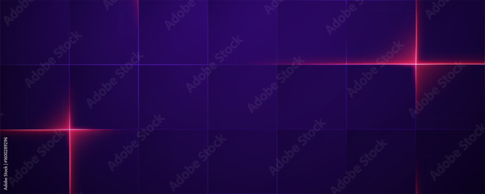 Poster purple grid with glowing red and pink intersecting lines