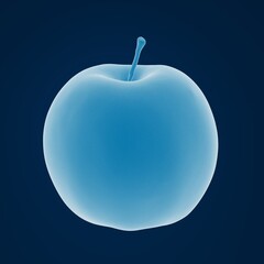 Obraz premium Blue-hued apple against a dark background