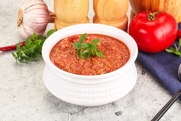 Cold vegan tomato soup Gazpacho