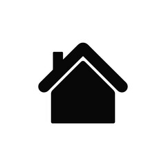 Simple black silhouette of a house with a chimney