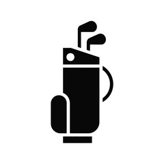 Black silhouette icon of a golf bag with clubs
