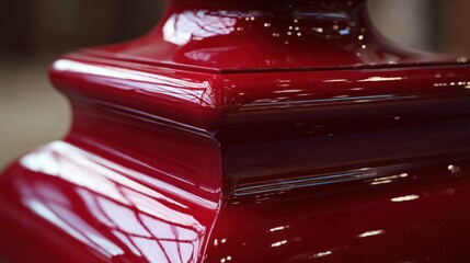 Close-up of a glossy red decorative piece