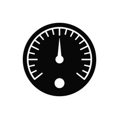 Simple black and white gauge icon with needle
