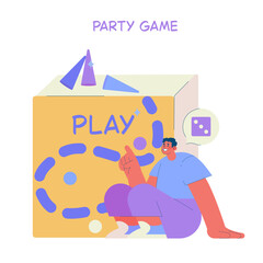 Party Game Vector Illustration with Happy Participant