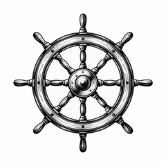 Vintage wooden ship s wheel illustration © MSTTARZINA