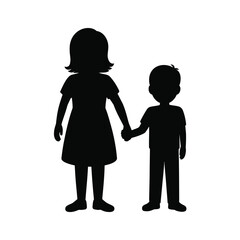 Silhouette of a girl and boy holding hands