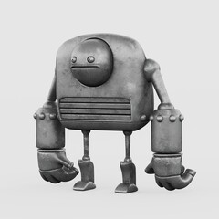Vintage-style metal robot with articulated limbs.