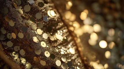 Golden sequin fabric texture