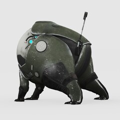 Futuristic robotic dog on a white background