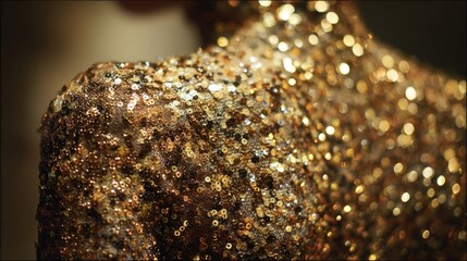 Close-up of golden sequinned fabric