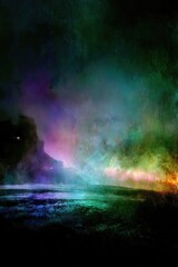 Fototapeta premium Abstract Night Cityscape With Colorful Lights