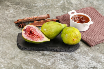 Tropical exotic green fig with cut