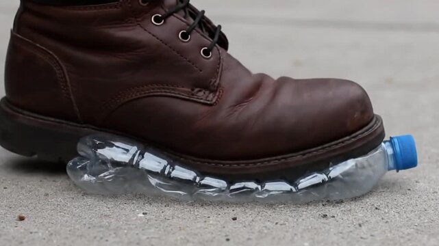 Satisfying Bottle Trampling: Crushing Plastic with a Work Boot