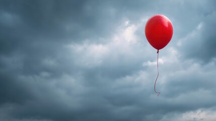 Red balloon in a stormy sky