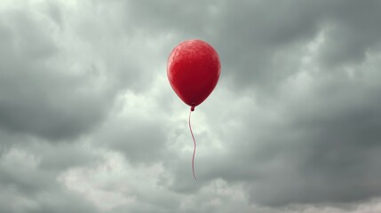 Red balloon against a stormy sky