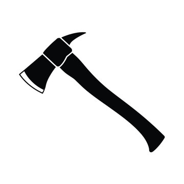 Black silhouette of a firefighter s axe