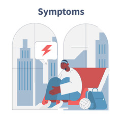 Athlete Experiencing Symptoms in Cityscape Illustration