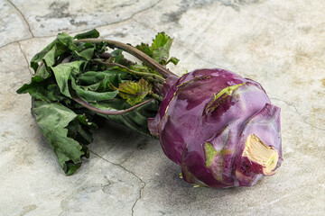 Ripe fresh violet kohlrabi cabbage
