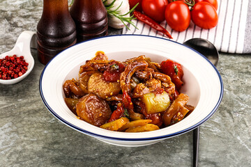 Asian cuisine pork in oyster sauce
