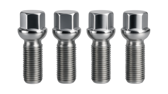 Stainless steel wheel bolts with a ball seat for European cars.