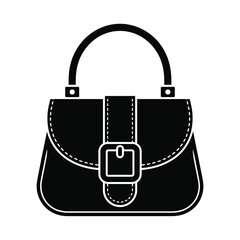 Classic black handbag icon with buckle detail