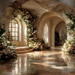 wedding background with flowers generative AI