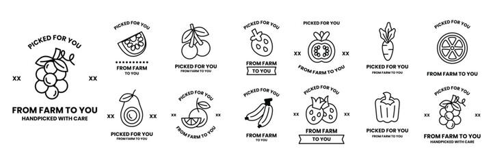 collection of fruit and vegetable badges