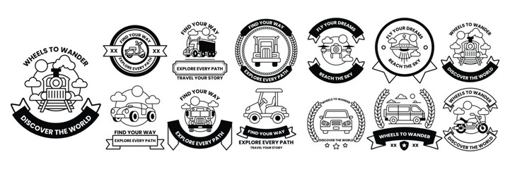 Obraz premium collection of badges with various vehicles on them