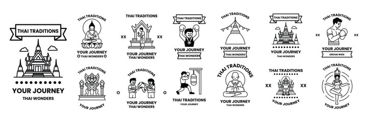 Naklejka premium collection of Thai symbols and icons