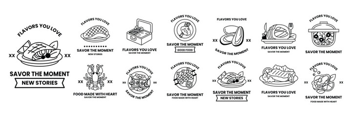 collection of food related badges and ribbons