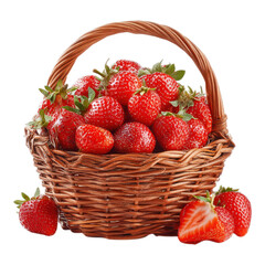 Basket of Fresh Strawberries Isolated on Transparent Background
