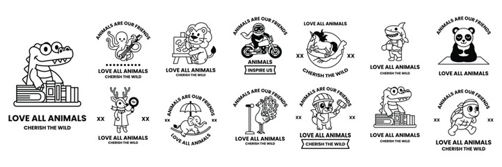 poster with a variety of cute animal characters