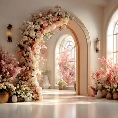 wedding background with flowers generative AI