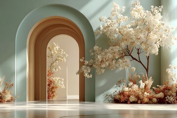 wedding background with flowers generative AI
