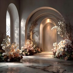 wedding background with flowers generative AI