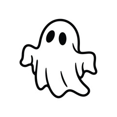 Fototapeta premium Simple cartoon ghost illustration with black eyes