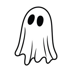 Simple hand drawn ghost illustration with black eyes