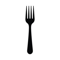Simple silhouette of a black four pronged fork