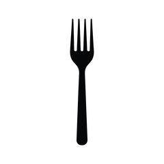 Simple black silhouette of a four tined fork