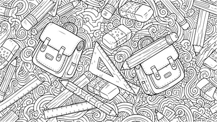 Doodle art of school supplies and stationery items