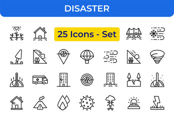 Disaster Emergency Icon Set Natural Catastrophe Warning Sign Vector Graphic