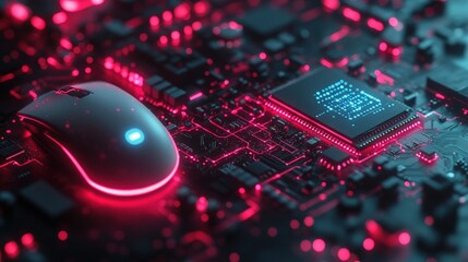 Modern computer mouse on circuit board