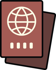 Brown passport with globe symbol