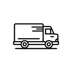 Fototapeta premium A simple line icon of a delivery truck, set against a white background, with a minimalistic design, Generative AI.