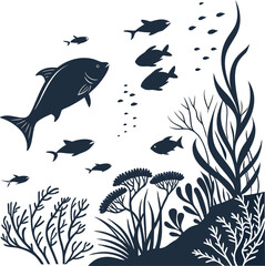 Stunning Underwater Marine Life Illustration With Fish And Sea Plants