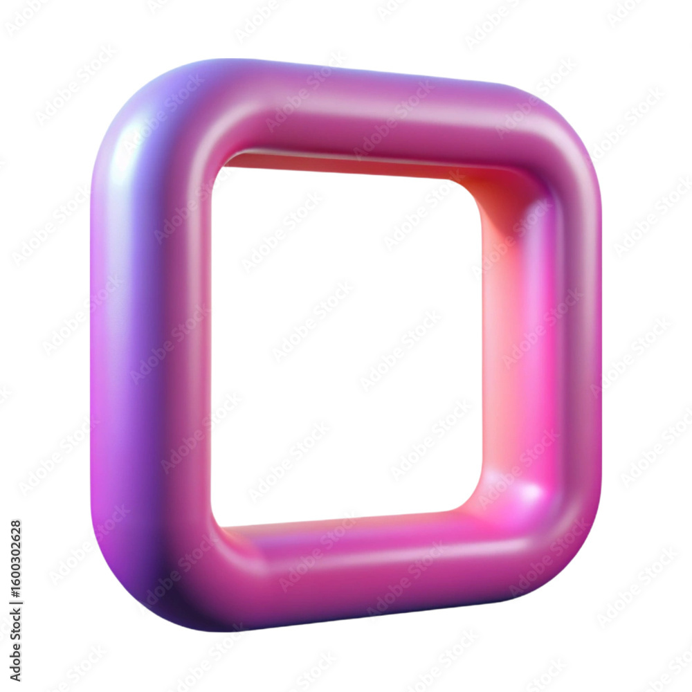 Fototapete 3d rendered holographic square frame on black background with modern gradient effects