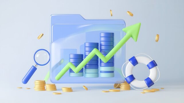 Financial strategy and investment optimization render with business element