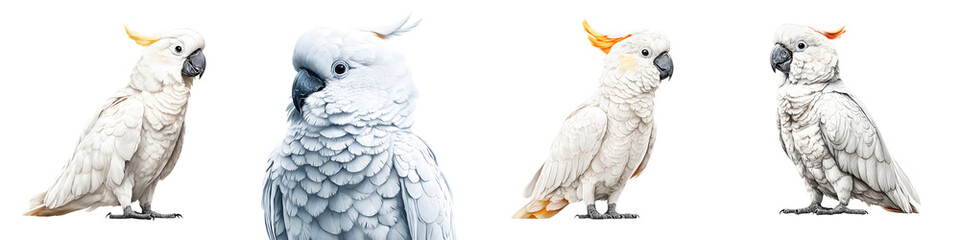Fototapeta premium Cockatoo Watercolor Set: Tropical Bird Illustrations