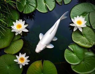 White lilies of the valley bloom beautifully in a spring garden, their delicate flowers and green leaves glistening with morning dew