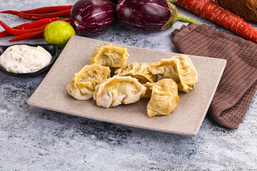 Steamed Nepali Momo stuffed dumplings